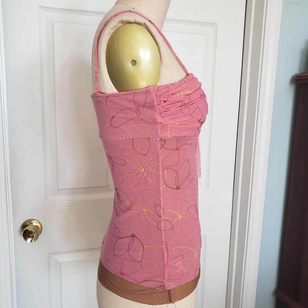 Pink Tie Mesh Tank Top, S - Picture 9 of 13